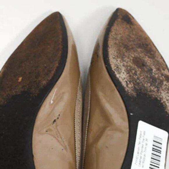 LANVIN TAN PATENT LEATHER POINTED TOE FLATS WITH RIBBON TRIM SIZE 36 - Picture 5 of 16